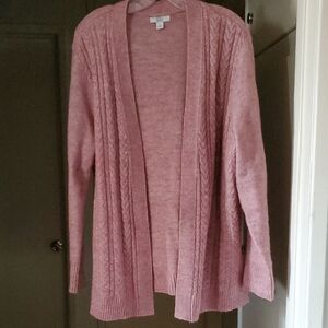 Croft & Barrow Pink Cable Knit Cardigan
